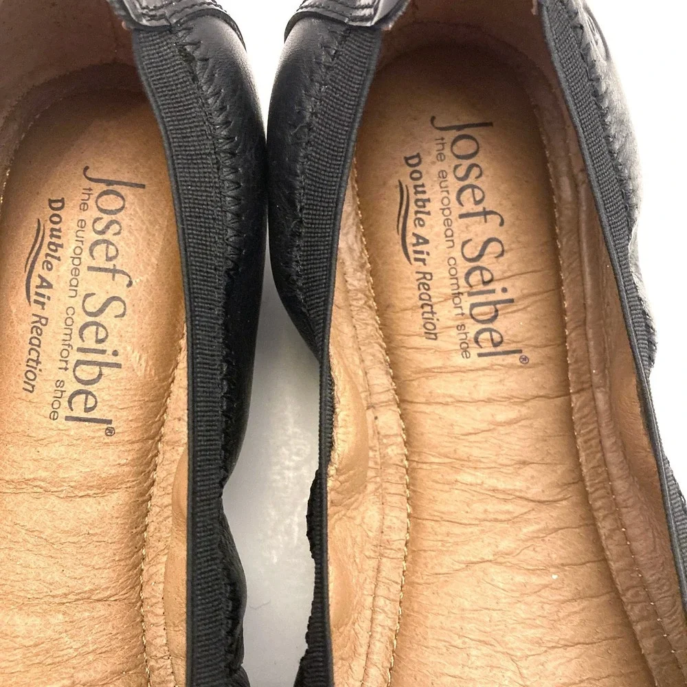 Josef Seibel Pippa Ballet Flats Womens 6-6.5 EU 37 Black Leather Patent Cap Toe